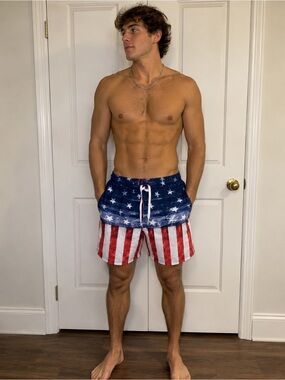 🇺🇸 Red Camel Board Shorts - Stars & Stripes Red/White/Blue. Men’s Size 38